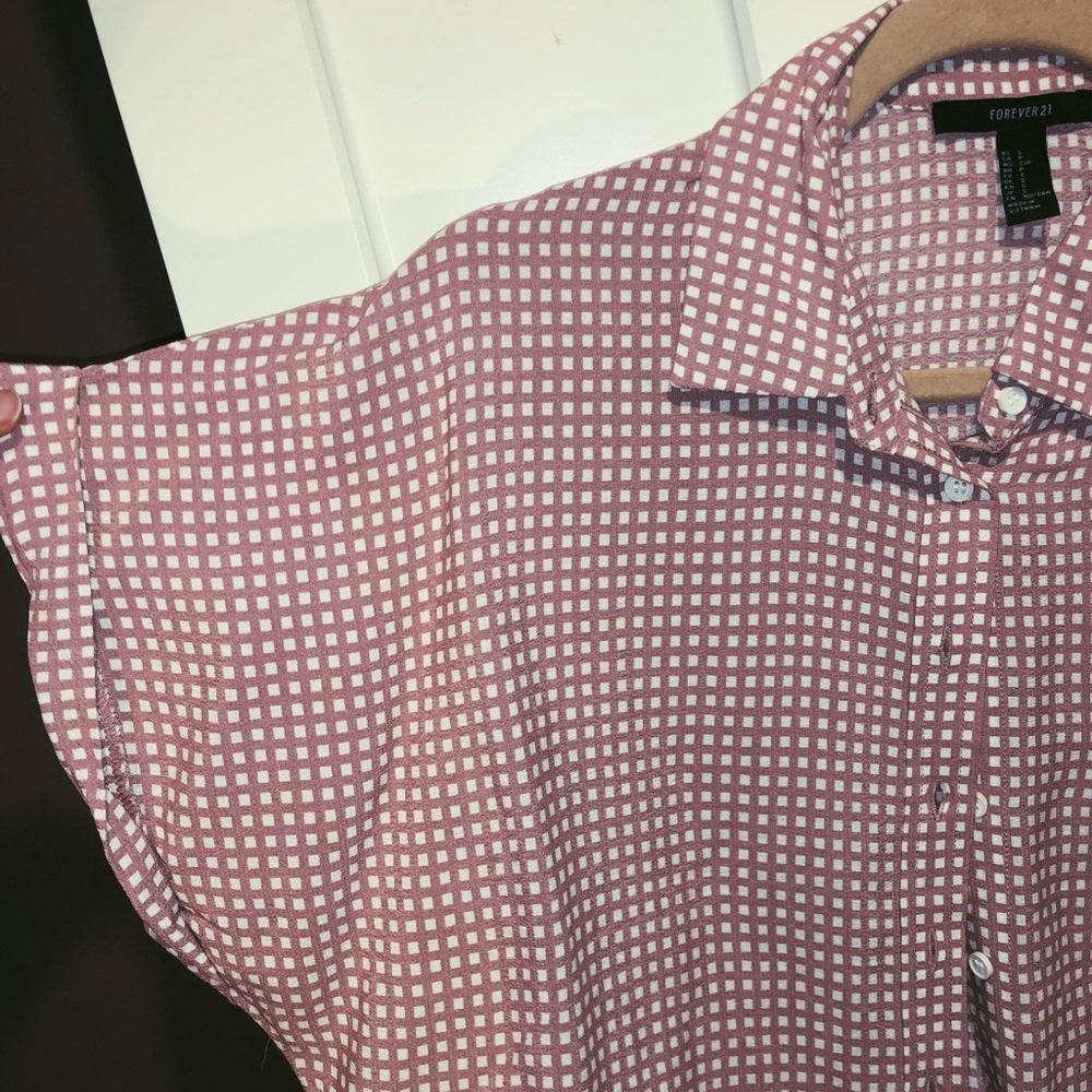Cropped plaid gingham oversized button down